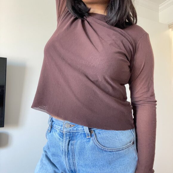 petit pois Brown Sheer Long Sleeve (sz XL) - Picture 8 of 8